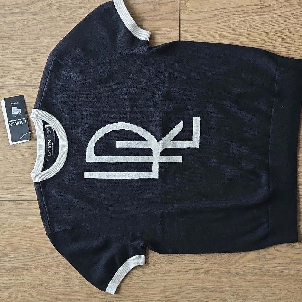 Lauren Ralph Lauren Black and White Crewneck Sweater